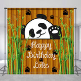 Allenjoy Personalized Name Cute Panda Bamboos Birthday Backdrop