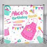 Allenjoy Personalized Name Kitchen Style Birthday Backdrop