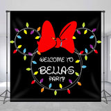 Allenjoy Personalized Name Mouse Black Birthday Backdrop