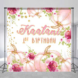 Allenjoy Personalized Name Pumpkin Pink Birthday Backdrop