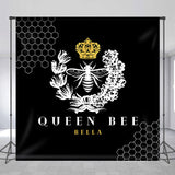 Allenjoy Personalized Name Queen Bee Black Birthday Backdrop