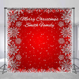 Allenjoy Personalized Name Red Snowflake Christmas Backdrop