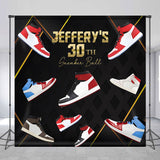 Allenjoy Personalized Name Sneaker Ball Birthday Backdrop