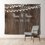 Allenjoy Personalized Nature Brown Wooden Wedding Backdrop Banner