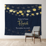 Allenjoy Personalized Navy Gold Wedding Backdrop