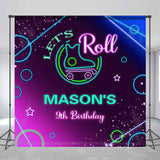 Allenjoy Personalized Neon Lets Roll 9Th Birthday Backdrop