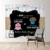 Allenjoy Personalized Oven Cupcake Gender Reveal Backdrop