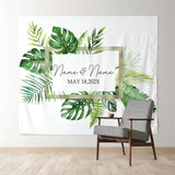 Allenjoy Personalized Palm Leaves Wedding Backdrop