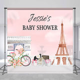 Allenjoy Personalized Paris Eiffel Tower Baby Shower Backdrop