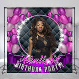 Allenjoy Personalized Photo Black Purple Birthday Backdrop