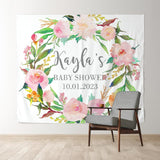 Allenjoy Personalized Photo Booth Flowers Baby Shower Backdrop