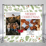 Allenjoy Personalized Photo Leaves Cherry Christmas Backdrop