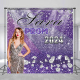 Allenjoy Personalized Photo Purple Diamonds Backdrop Prom