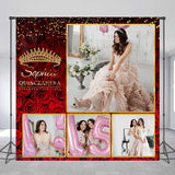 Allenjoy Personalized Photo Red Rose Happy Birthday Backdrop