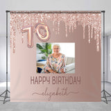 Allenjoy Personalized Photo Rose Gold 70Th Birthday Backdrop