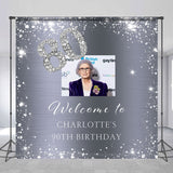 Allenjoy Personalized Photo Sliver Diamonds Birthday Backdrop