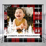 Allenjoy Personalized Photo Snowflake Red Black Plaid Backdrop