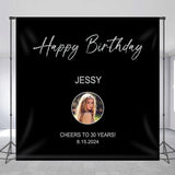 Allenjoy Personalized Photo Text Black 30Th Birthday Backdrop