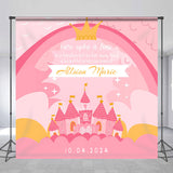 Allenjoy Personalized Pink Castle Princess Birthday Backdrop