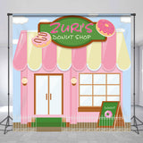 Allenjoy Personalized Pink Cute Donut Shop Birthday Backdrop