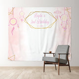 Allenjoy Personalized Pink Dream Catcher Birthday Backdrop