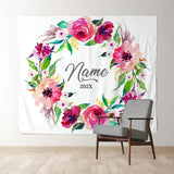 Allenjoy Personalized Pink Flowers Wedding Backdrop