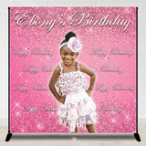 Allenjoy Personalized Pink Glitter Birthday Backdrop With Photo