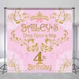 Allenjoy Personalized Pink Pattern 4Th Girl Birthday Backdrop