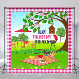 Allenjoy Personalized Pink Plaid Spring Picnic Party Backdrop