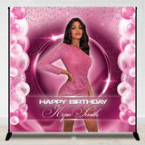 Allenjoy Personalized Pink Ring Birthday Backdrop With Photo