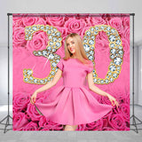 Allenjoy Personalized Pink Rose Bokeh 30Th Birthday Backdrop