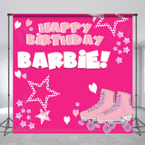 Allenjoy Personalized Pink Star Roller Skates Girls Backdrop