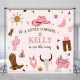 Allenjoy Personalized Pink Western Cowgirl Baby Shower Backdrop