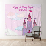 Allenjoy Personalized Princess Castle Sign Birthday Backdrop