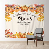 Allenjoy Personalized Pumpkin Autumn Baby Shower Backdrop Banner