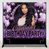 Allenjoy Personalized Purple Birthday Backdrop With Photo