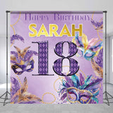 Allenjoy Personalized Purple Mask Pearl 18Th Birthday Backdrop