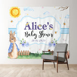 Allenjoy Personalized Purple Rabbit Tale Baby Shower Backdrop