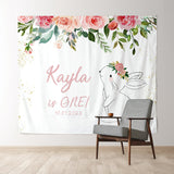 Allenjoy Personalized Rabbit And Flower Birthday Backdrop Banner