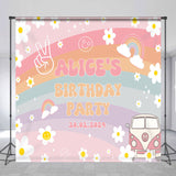 Allenjoy Personalized Rainbow Flower Birthday Party Backdrop