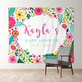 Allenjoy Personalized Rainbow Flowers Baby Shower Backdrop