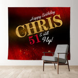 Allenjoy Personalized Red Sparkling Bokeh 51Th Birthday Backdrop