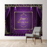 Allenjoy Personalized Royal Elegant Purple Birthday Backdrop