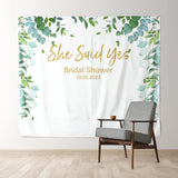 Allenjoy Personalized She Said Yes Eucalyptus Leaves Backdrop