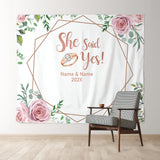 Allenjoy Personalized She Said Yes Wedding Backdrop Banner