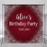 Allenjoy Personalized Silver Sparkling Red Birthday Backdrop