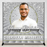 Allenjoy Personalized Sliver Birthday Backdrop With Photo