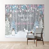 Allenjoy Personalized Snow Animals Wood Baby Shower Backdrop