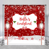 Allenjoy Personalized Snowflake Red Bokeh Christmas Backdrop