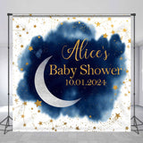 Allenjoy Personalized Stars Blue Spot Baby Shower Backdrop